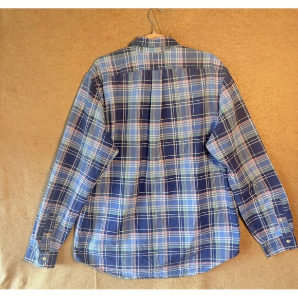 Ralph Lauren Button Down Shirt Mens XL Blue Pink Madras Plaid Pony Logo‎ - Picture 2 of 8